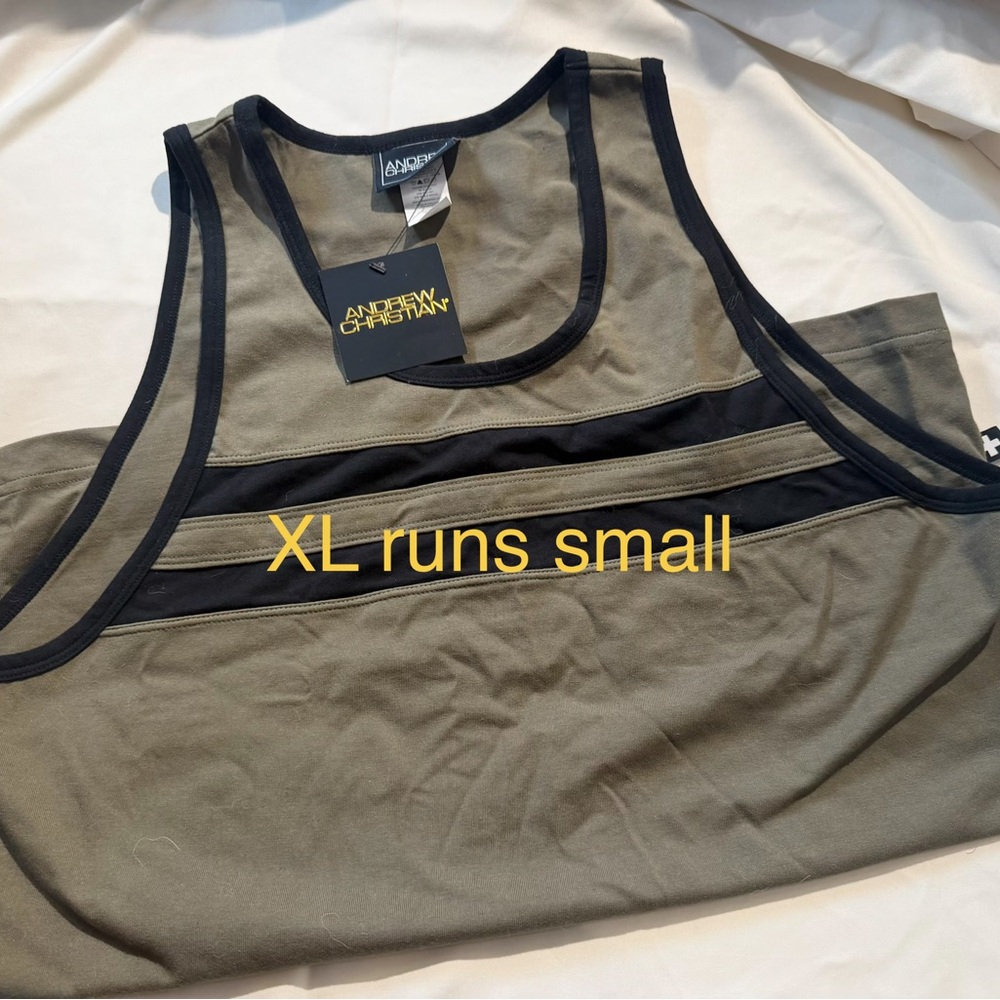 Andrew Christian Olive and Black Tank Top